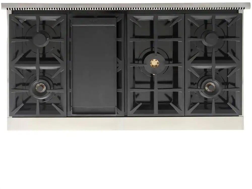 Kucht 48-Inch 6 Burner Gas Rangetop in Stainless Steel with Silver Accents KFX489T-S