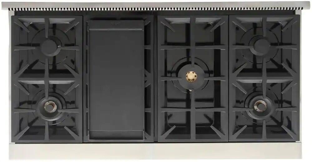 Kucht 48-Inch 6 Burner Gas Rangetop in Stainless Steel with Royal Blue Knob KFX489T-B