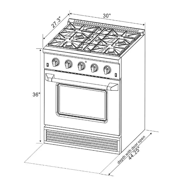 Kucht Signature 30" Pro-Style Dual Fuel Range in Stainless Steel with White Oven Door & Gold Handle KDF302-W-GOLD