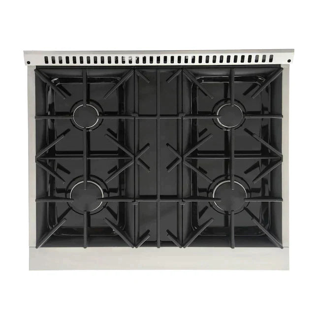 Kucht Signature 30" Pro-Style Dual Fuel Range in Stainless Steel with White Oven Door & Gold Handle KDF302-W-GOLD