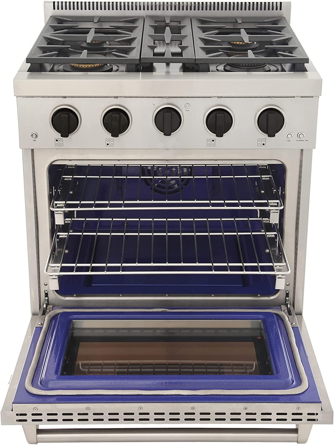 Kucht 30-Inch Gas Range in Stainless Steel with Black Knob KFX300-K