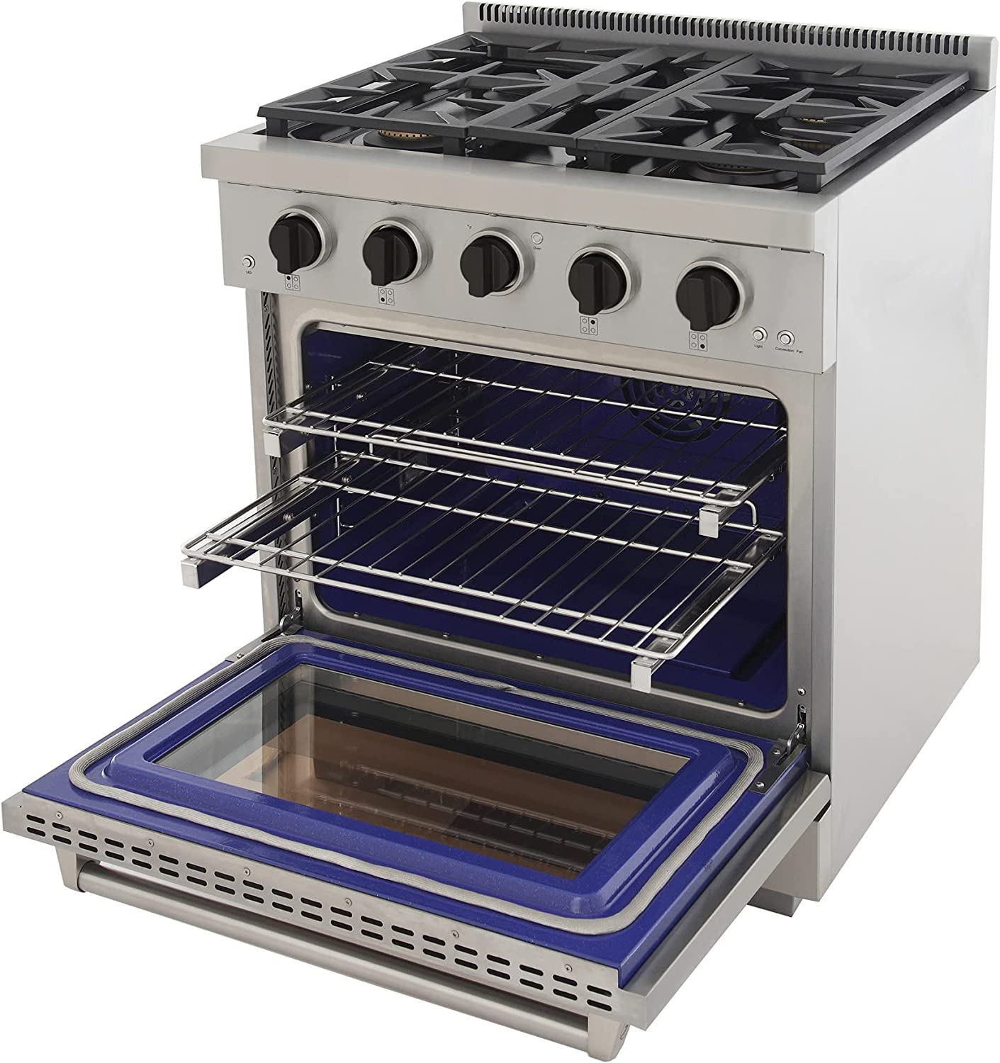 Kucht 30-Inch Gas Range in Stainless Steel with Black Knob KFX300-K