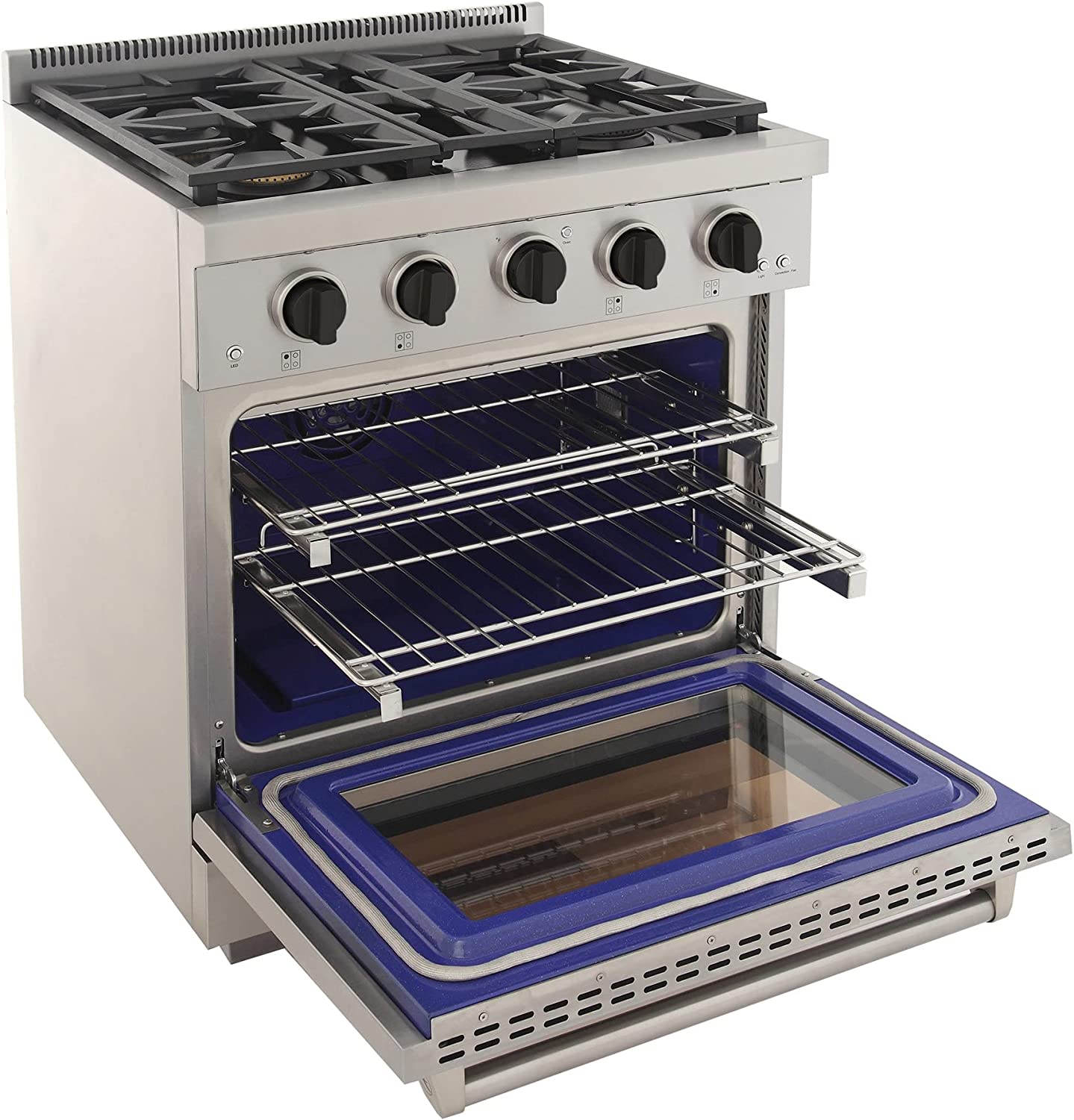 Kucht 30-Inch Gas Range in Stainless Steel with Black Knob KFX300-K