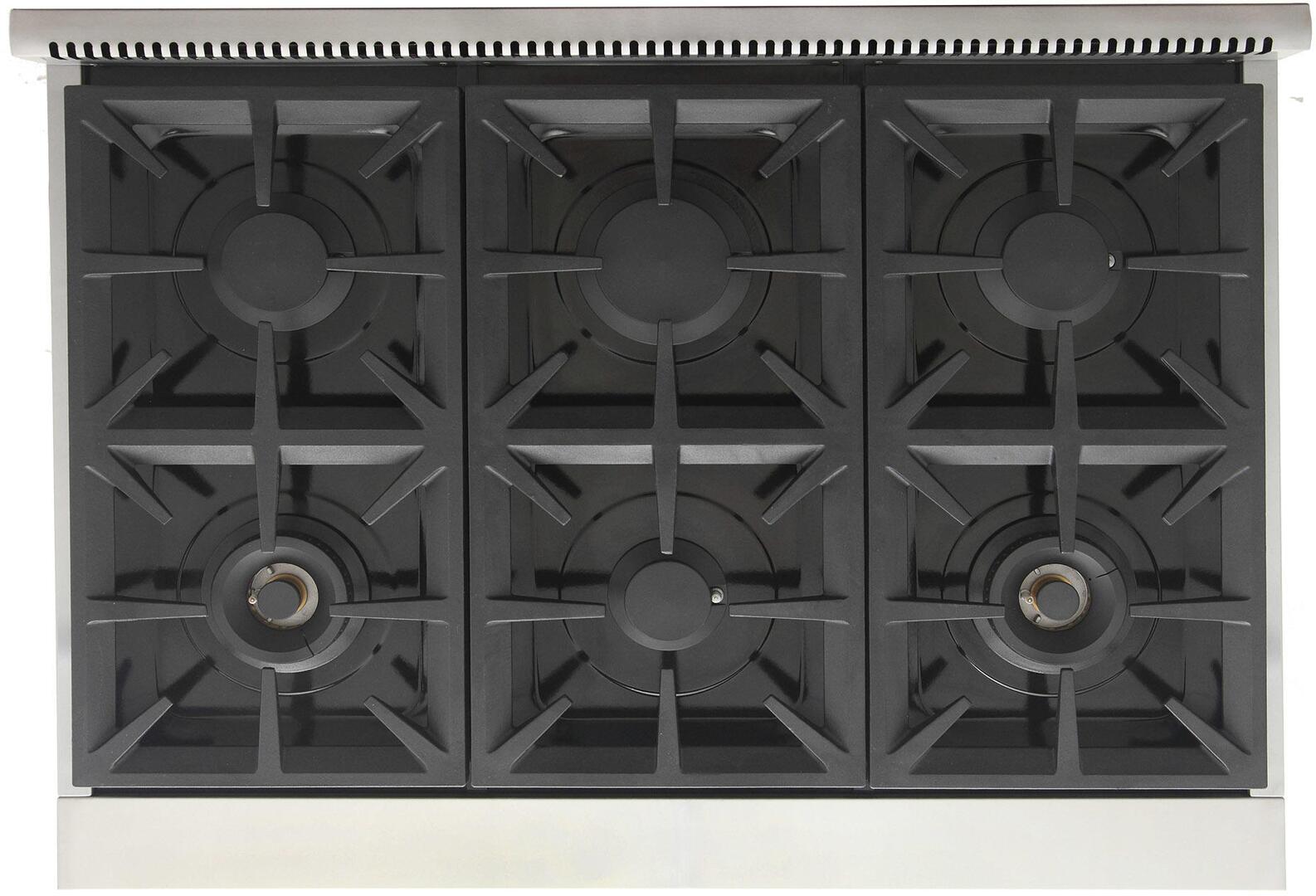 Kucht 36-Inch 6 Burner Gas Rangetop in Stainless Steel with Royal Blue Knob KFX369T-B