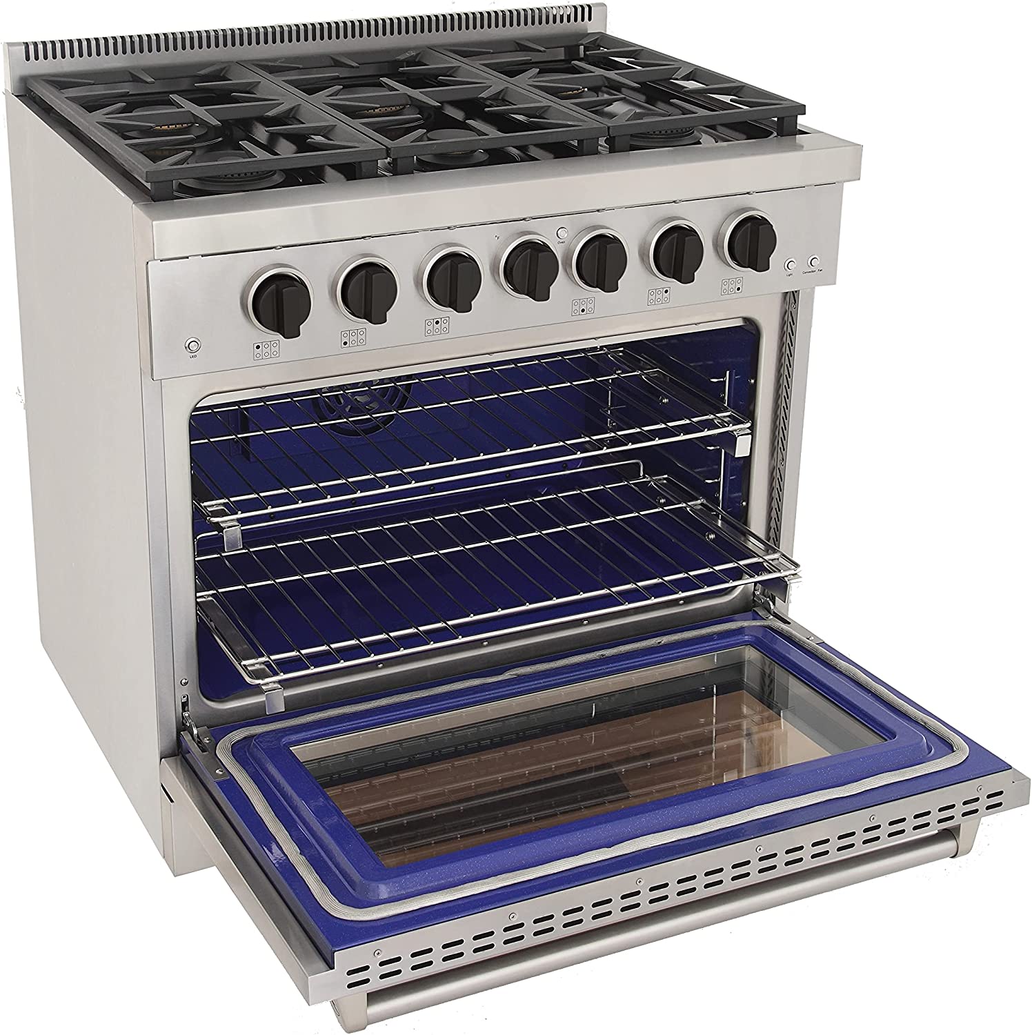 Kucht 36-Inch Gas Range in Stainless Steel with Black Knob KFX360-K