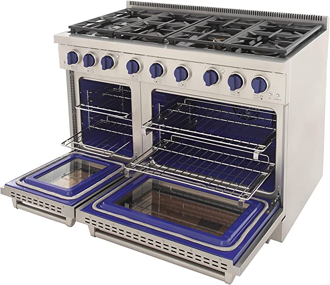 Kucht 48-Inch Gas Range in Stainless Steel with Blue Knob KFX480-B