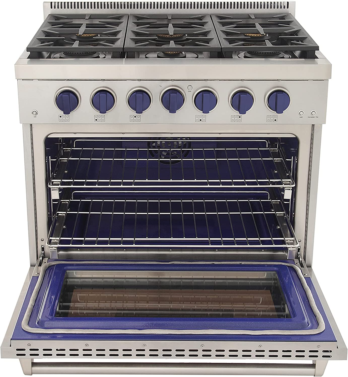 Kucht 36-Inch Gas Range in Stainless Steel with Blue Knob KFX360-B