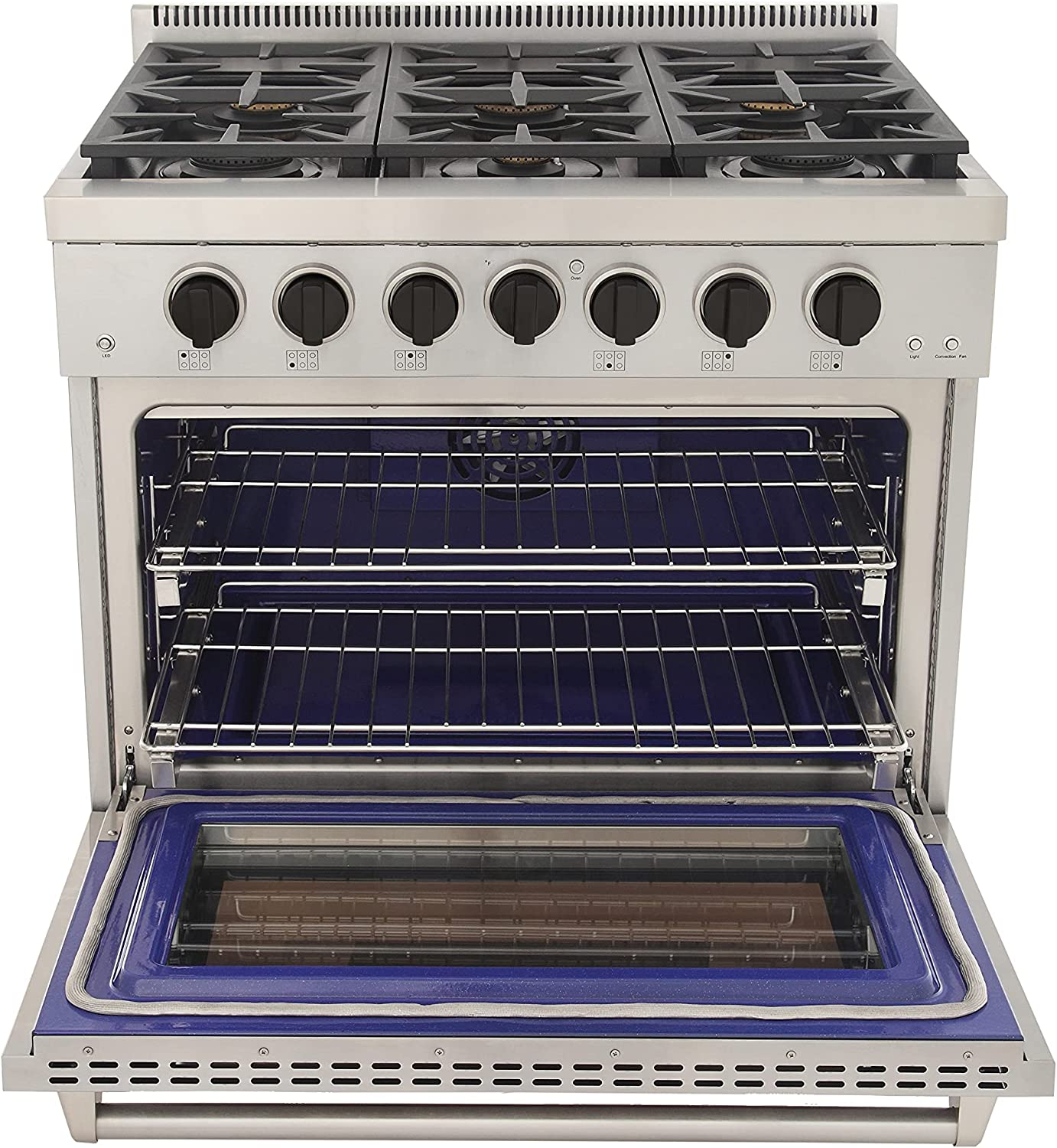 Kucht 36-Inch Gas Range in Stainless Steel with Black Knob KFX360-K