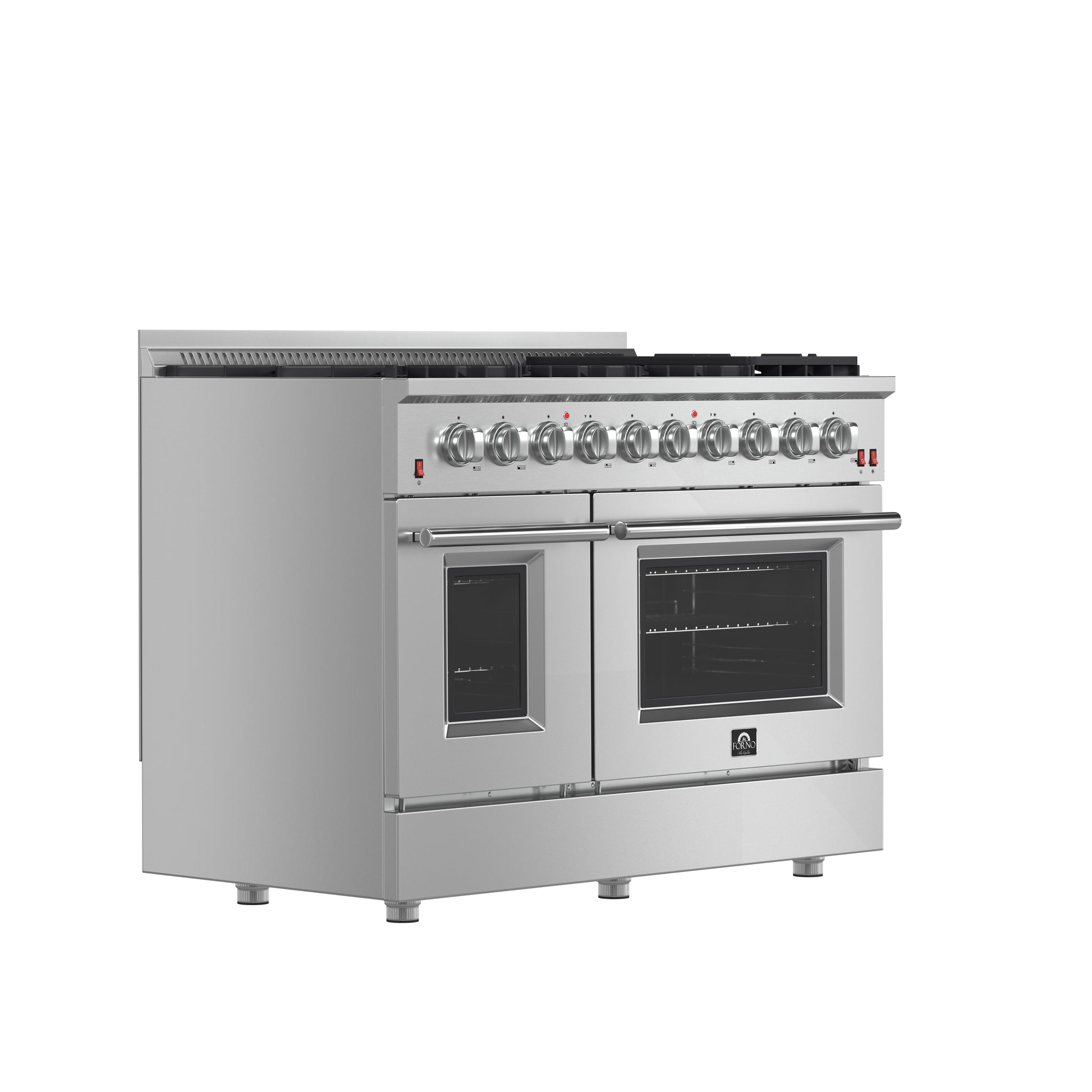 Forno Appliance Package - 48" Gas Range, Wall Mount Range Hood and 60" Refrigerator with Modern Grill Trim, FBDL-018-04CAUS