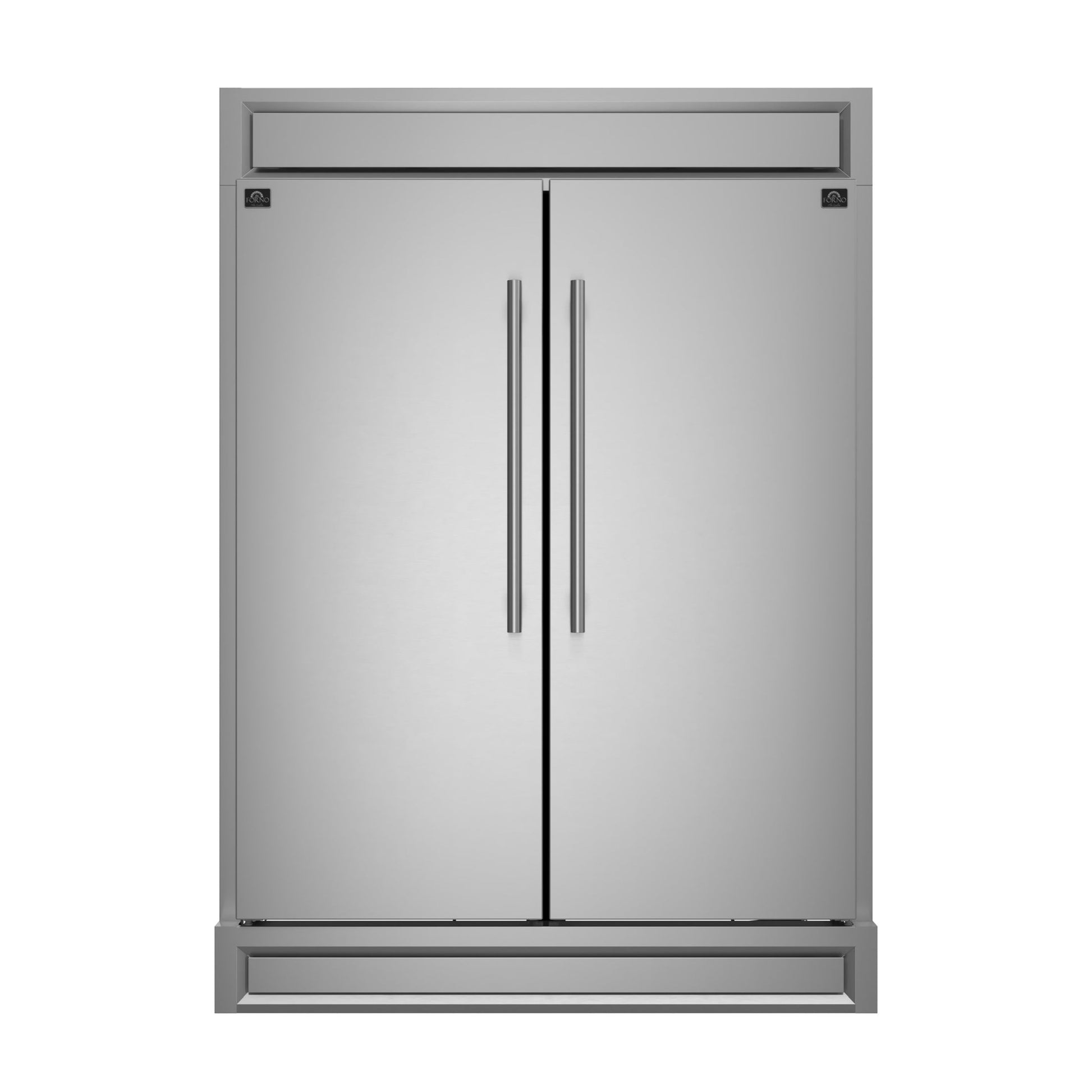 Forno Appliance Package - 48" Gas Range, Wall Mount Range Hood and 60" Refrigerator with Modern Grill Trim, FBDL-018-04CAUS