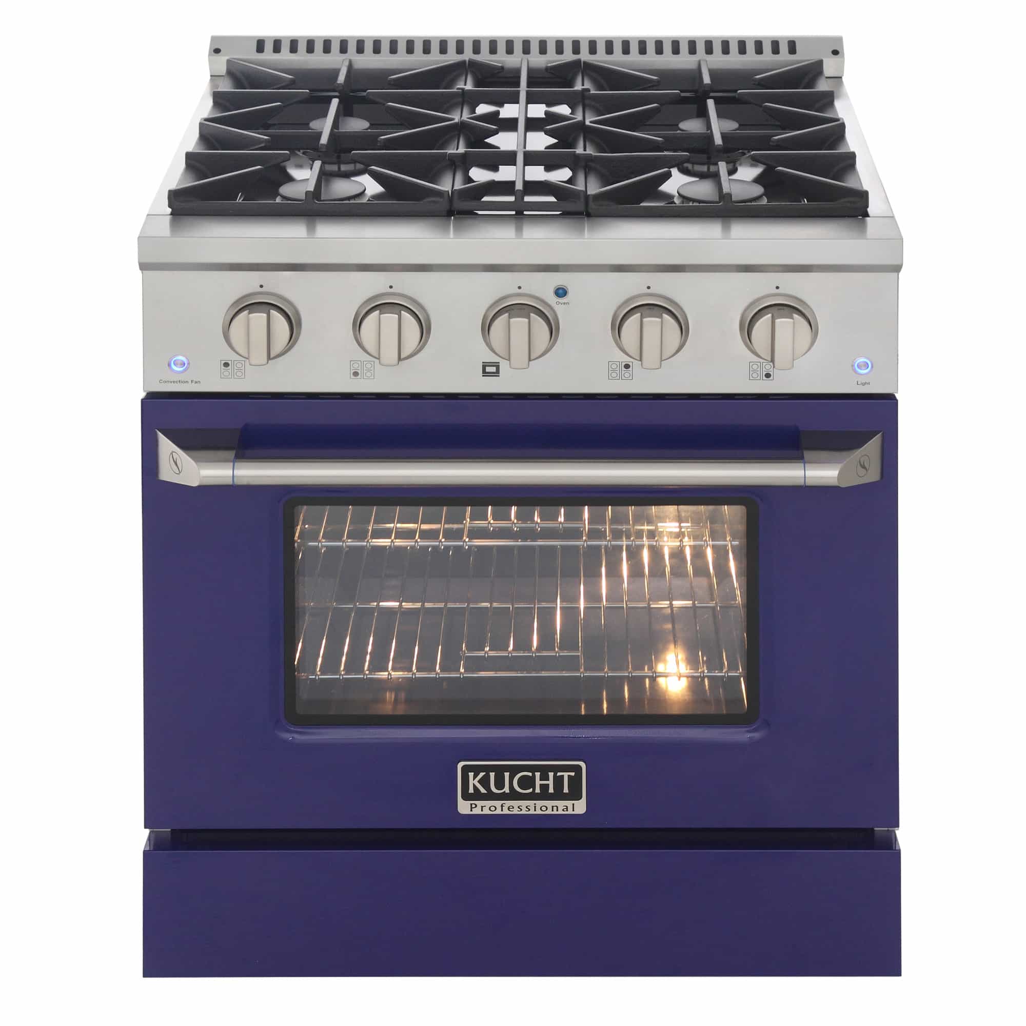 Kucht 30-Inch Pro-Style Dual Fuel Range in Stainless Steel with Blue Oven Door KDF302-B