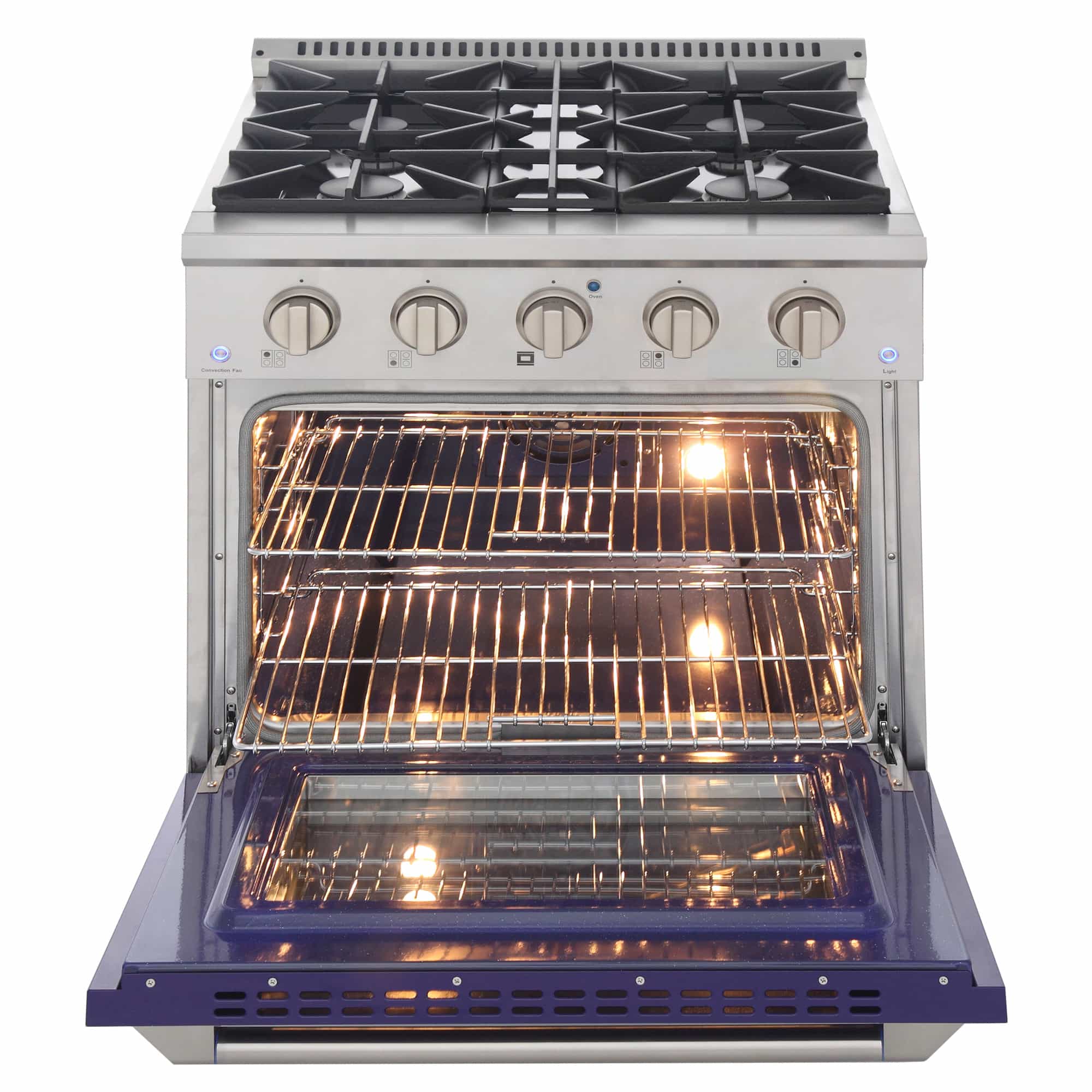 Kucht 30-Inch Pro-Style Dual Fuel Range in Stainless Steel with Blue Oven Door KDF302-B