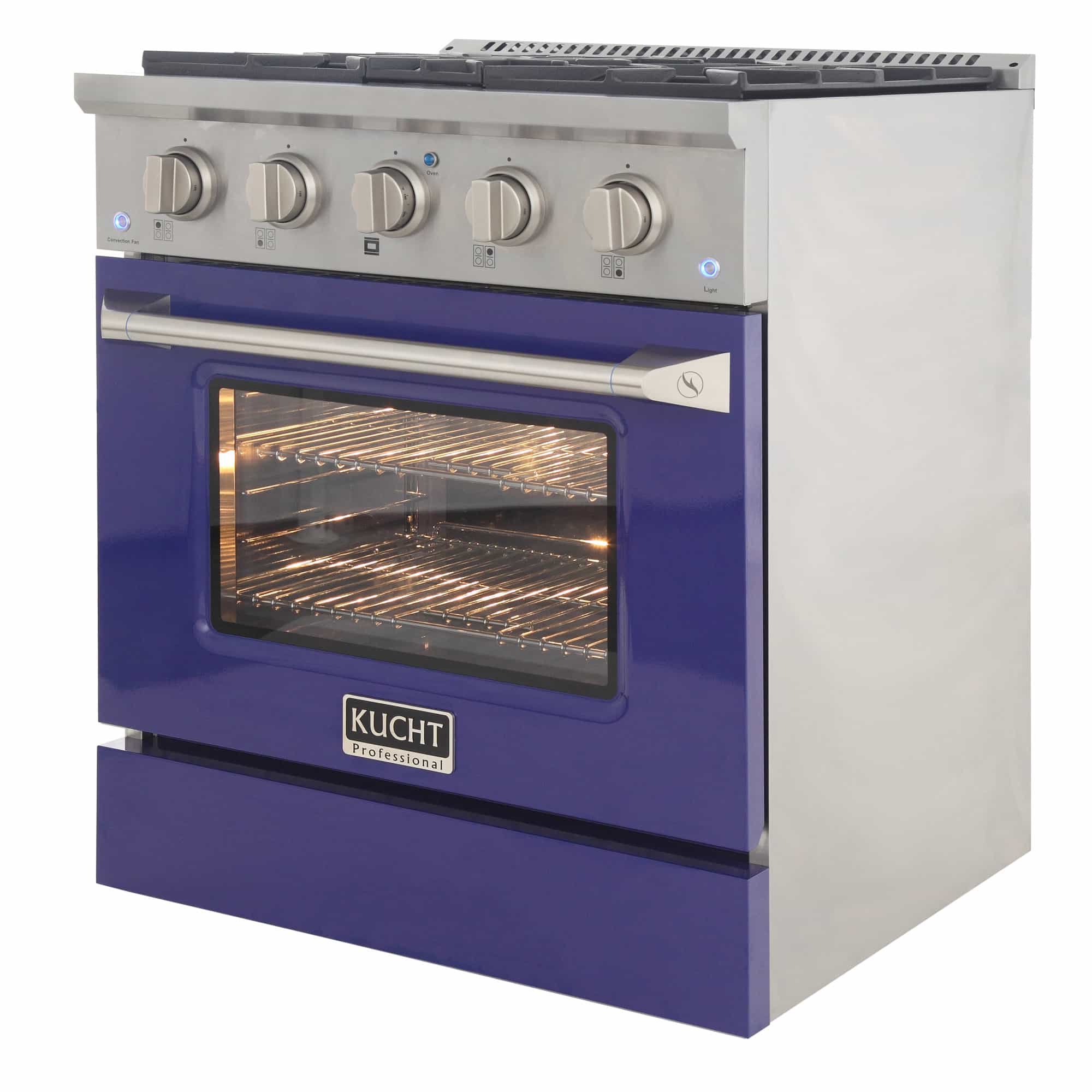 Kucht 30-Inch Pro-Style Dual Fuel Range in Stainless Steel with Blue Oven Door KDF302-B