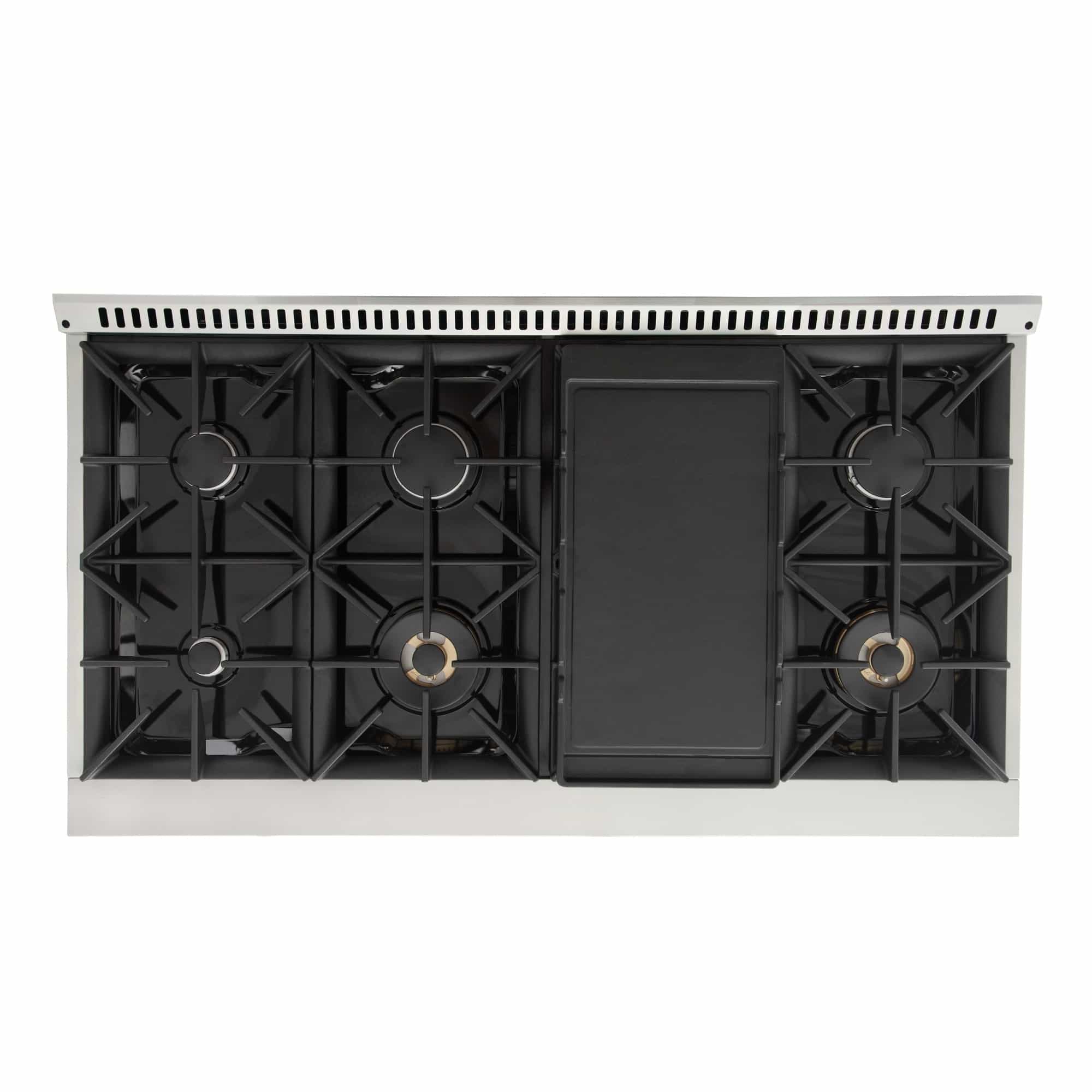 Kucht 48-Inch Pro-Style Dual Fuel Range in Stainless Steel with Black Oven Door KDF482-K