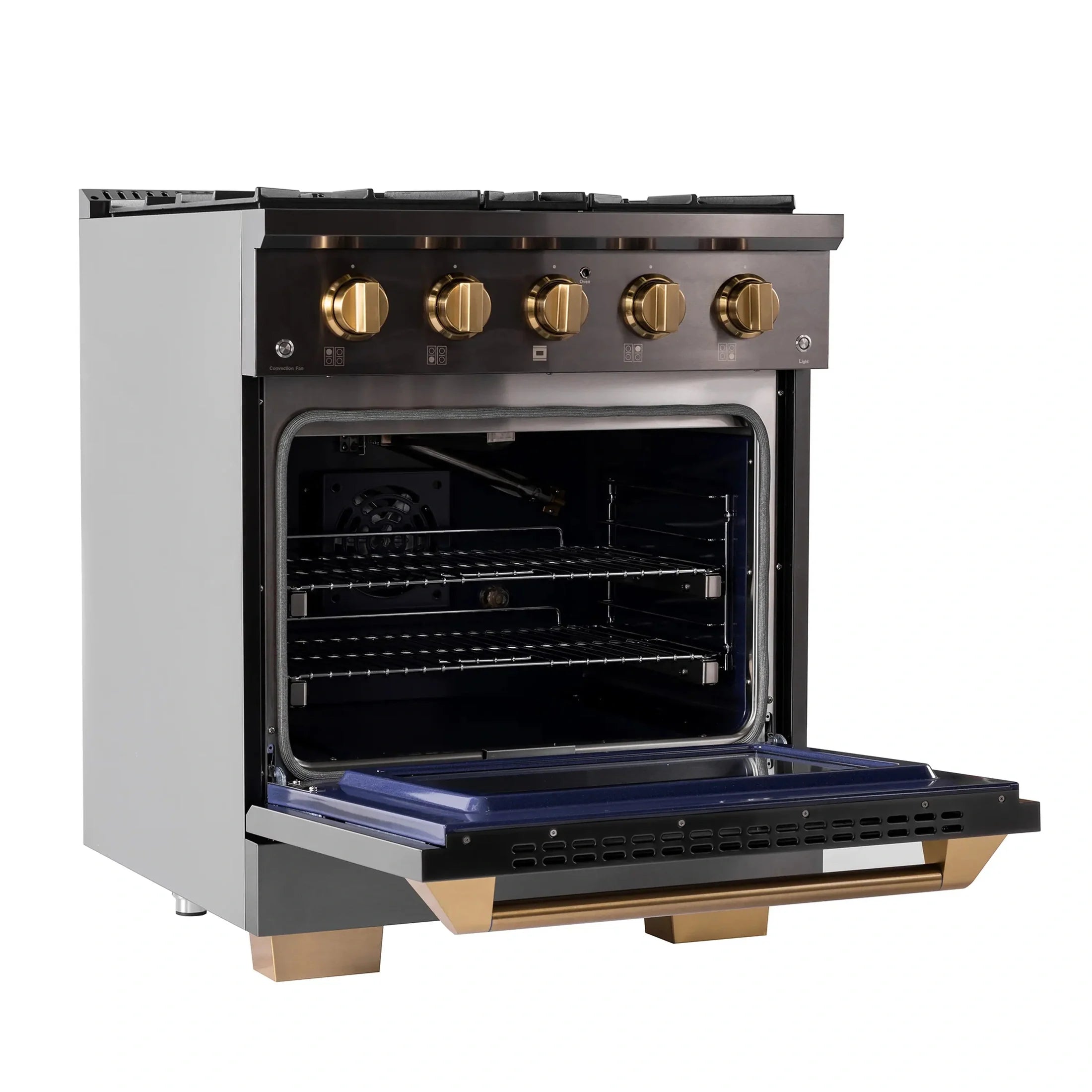 KUCHT Gemstone Professional 30-Inch 4.2 Cu. Ft. Dual Fuel Range for Natural Gas with Sealed Burners and Convection Oven in Titanium Stainless Steel KED304