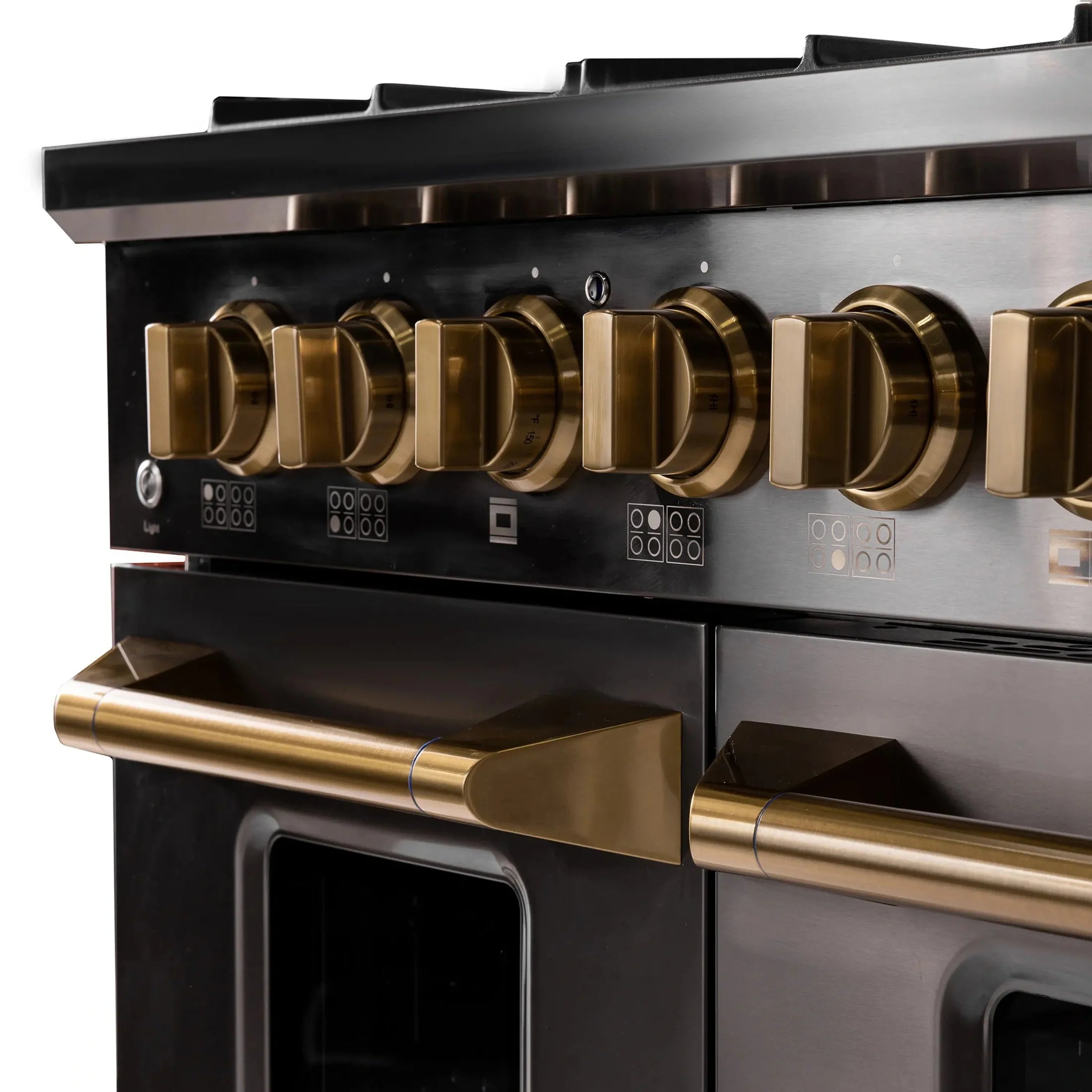KUCHT Gemstone Professional 48-Inch 46.7 Cu. Ft. Dual Fuel Range for Natural Gas with Sealed Burners and Convection Oven in Titanium Stainless Steel KED484