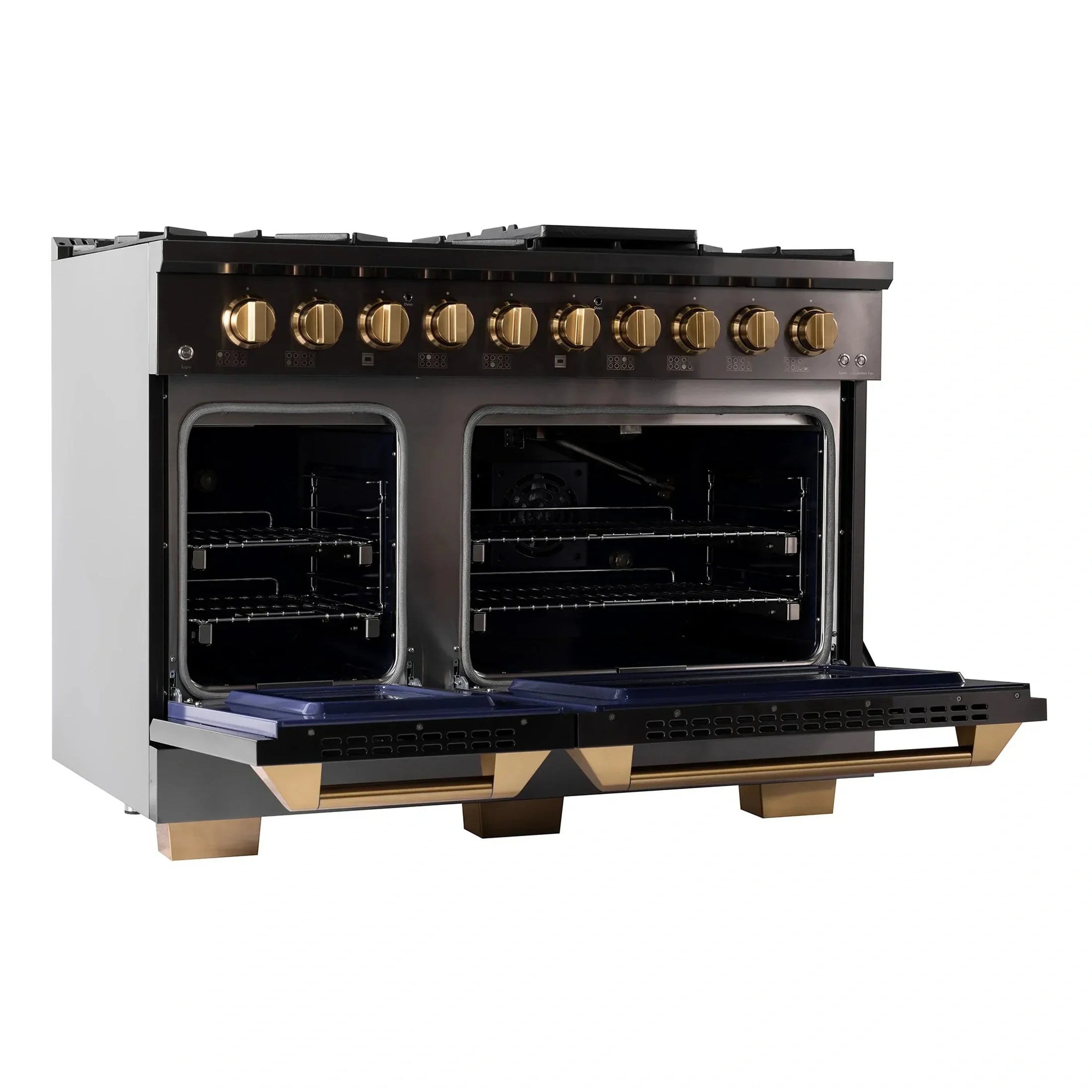 KUCHT Gemstone Professional 48-Inch 46.7 Cu. Ft. Dual Fuel Range for Propane Gas with Sealed Burners and Convection Oven in Titanium Stainless Steel KED484/LP