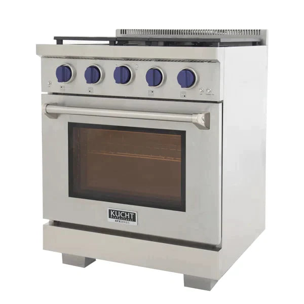Kucht 30-Inch Gas Range in Stainless Steel with Blue Knob KFX300-B