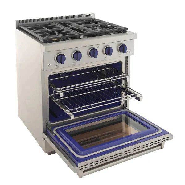 Kucht 30-Inch Gas Range in Stainless Steel with Blue Knob KFX300-B