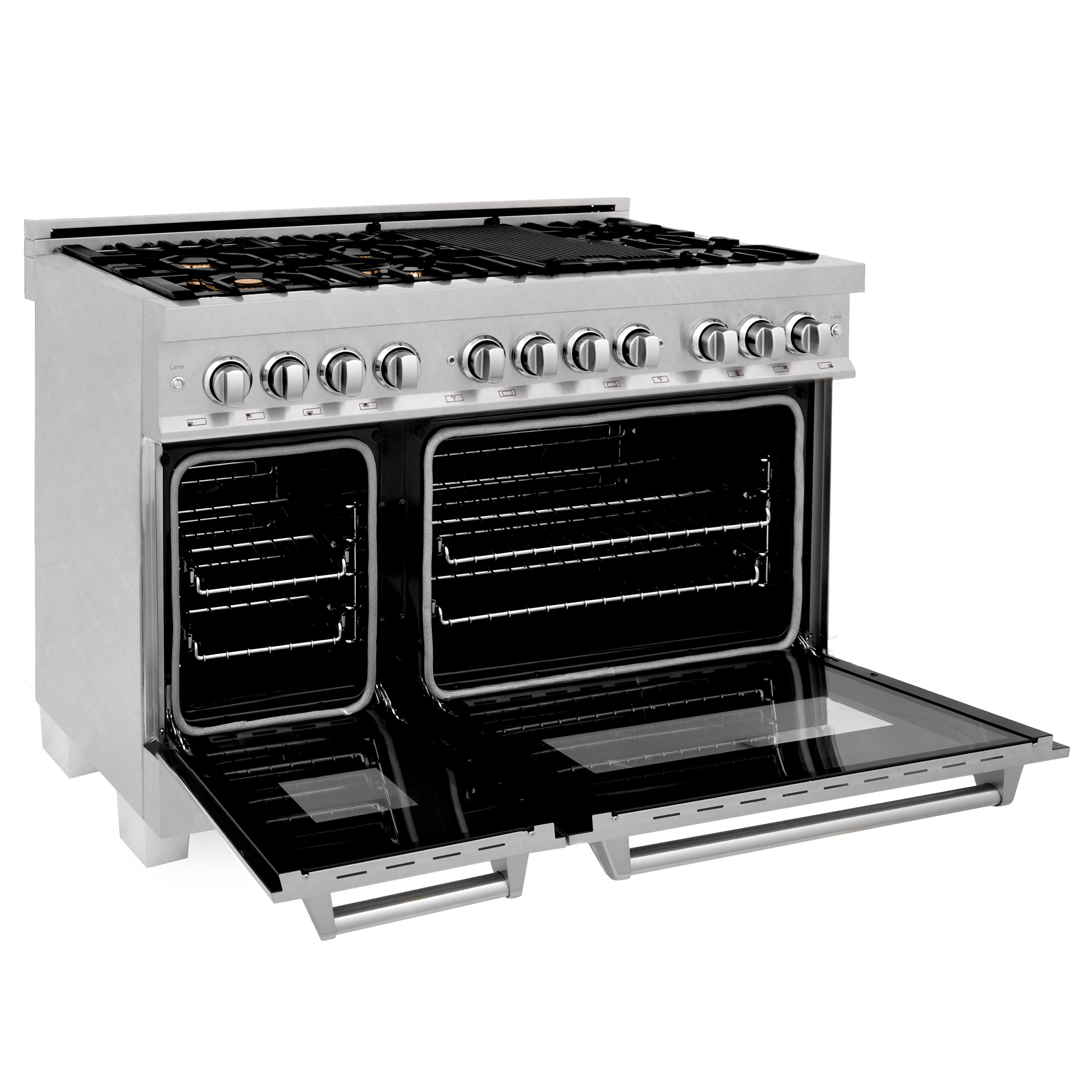 ZLINE 48 in. Fingerprint Resistant Stainless Steel 6.0 cu.ft. 7 Gas Burner/Electric Oven Range with Brass Burners (RAS-SN-BR-48)