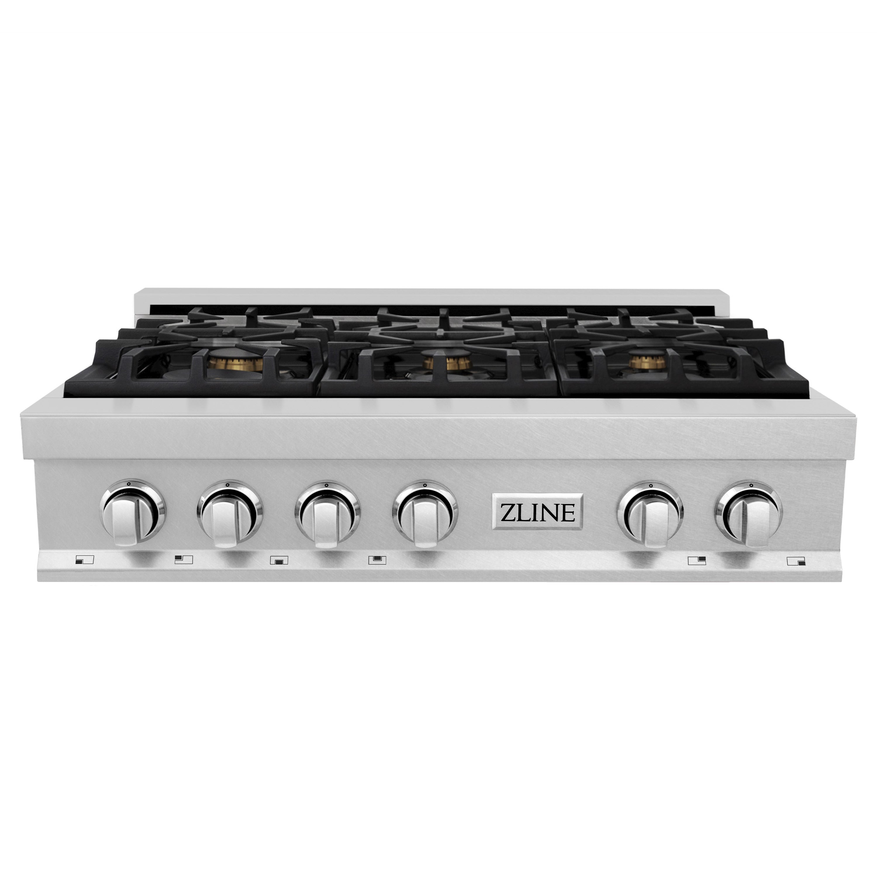 ZLINE 36 in. Porcelain Rangetop in DuraSnow Stainless Steel with 6 Gas Brass Burners (RTS-BR-36)