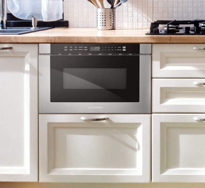 Cosmo 24 in. Built-in Microwave Drawer with Automatic Presets, Touch Controls, Defrosting Rack and 1.2 cu. ft. Capacity in Stainless Steel - COS-12MWDSS-NH