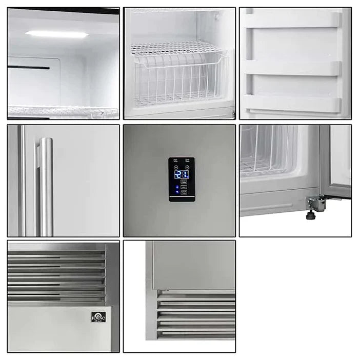 FORNO 28" 13.8 cu.ft. Pro-Style Dual Combination Refrigerator & Freezer with 4" Grill Trim Kit in Stainless Steel - FFFFD1933-28LS