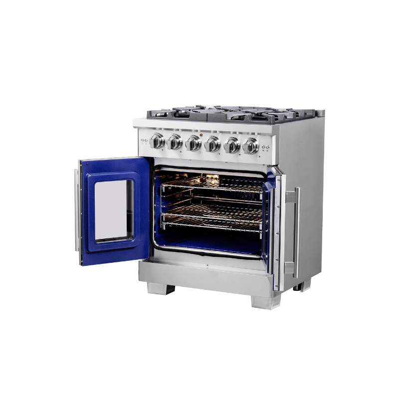 Forno 30″ Capriasca French Door Gas Range • 5 Sealed Dual-Ring Brass Burners • FFSGS6460-30