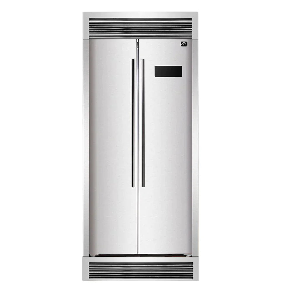 FORNO Salerno 33" Side by Side Built-in Refrigerator 15.6 cu.ft in Stainless Steel with Built-in Style Grille Trim Kit - FFRBI1805-37SG