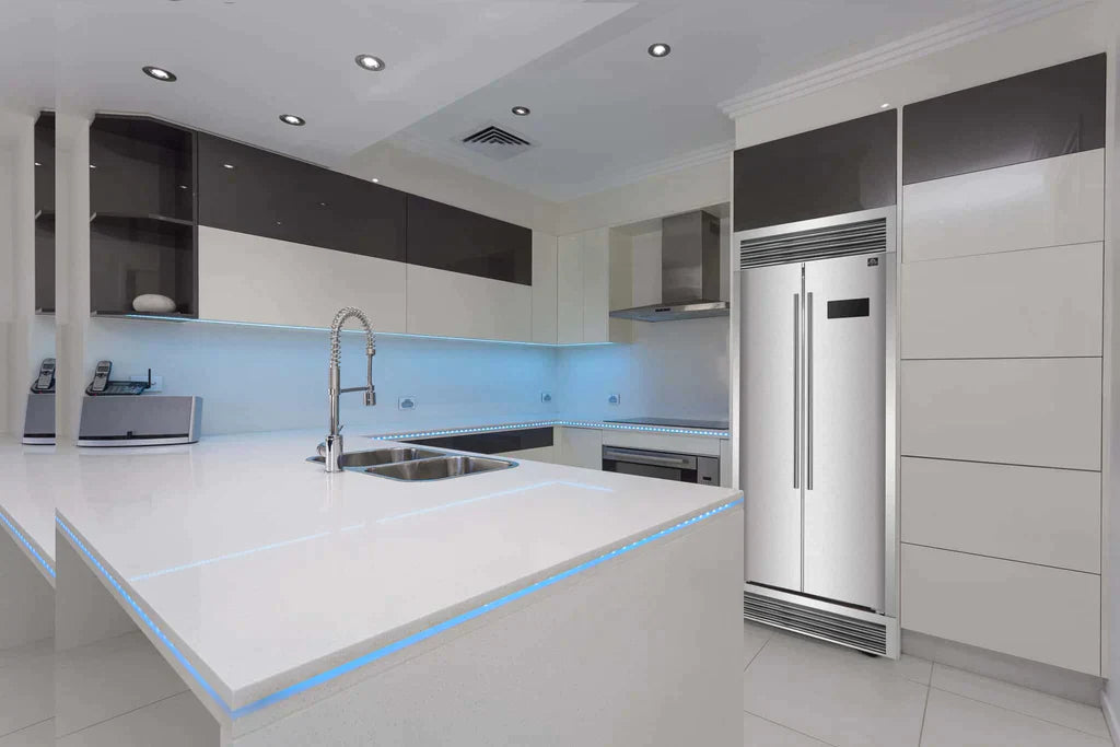 FORNO Salerno 33" Side by Side Built-in Refrigerator 15.6 cu.ft in Stainless Steel with Built-in Style Grille Trim Kit - FFRBI1805-37SG