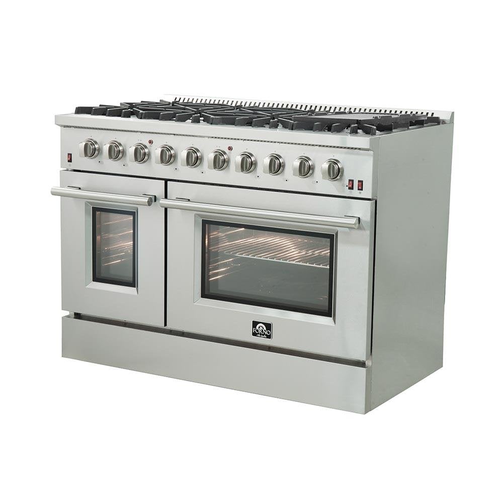 Forno 48" Galiano Gas Range with 8 Burners Griddle and Double Oven