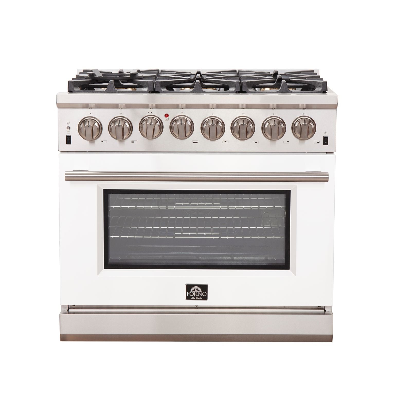 FORNO Capriasca - Titanium Professional 36" Freestanding Dual Fuel Electric 240V Colored Door Oven Range FFSGS6187-36 - PrimeFair