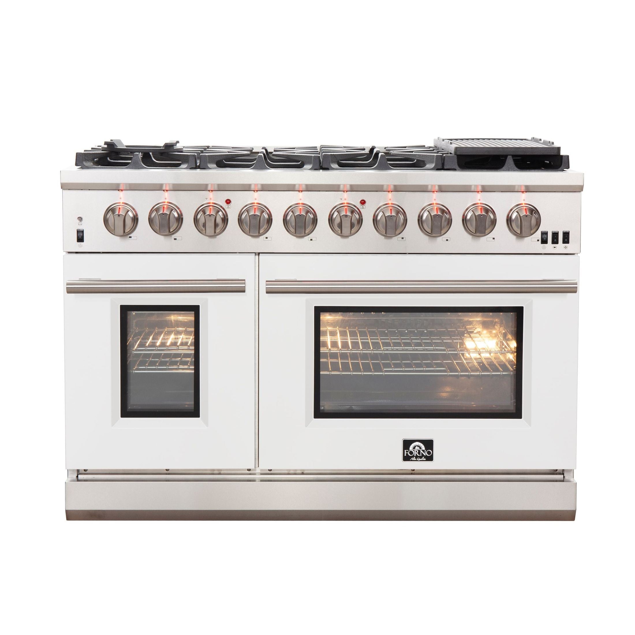 FORNO Capriasca - Titanium Professional 48" Freestanding Colored Door Gas Range FFSGS6260-48WHT