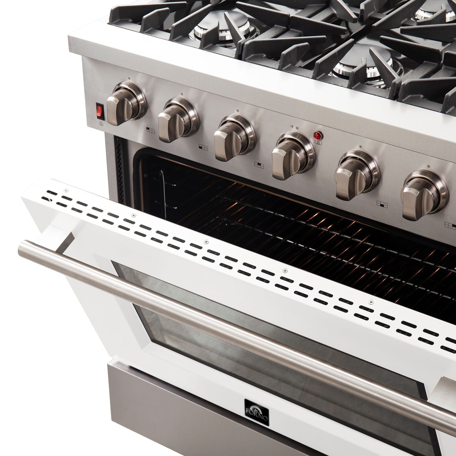 FORNO Vittorio - Gold Professional 36" Freestanding Colored Door Gas Range FFSGS6244-36WHT