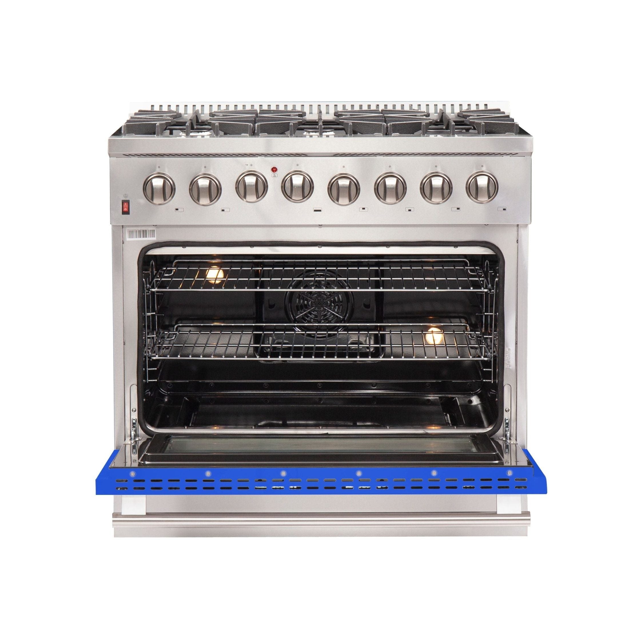 FORNO Galiano - Gold Professional 36" Freestanding Dual Fuel 240V Electric Colored Door Oven Range FFSGS6156-36WHT