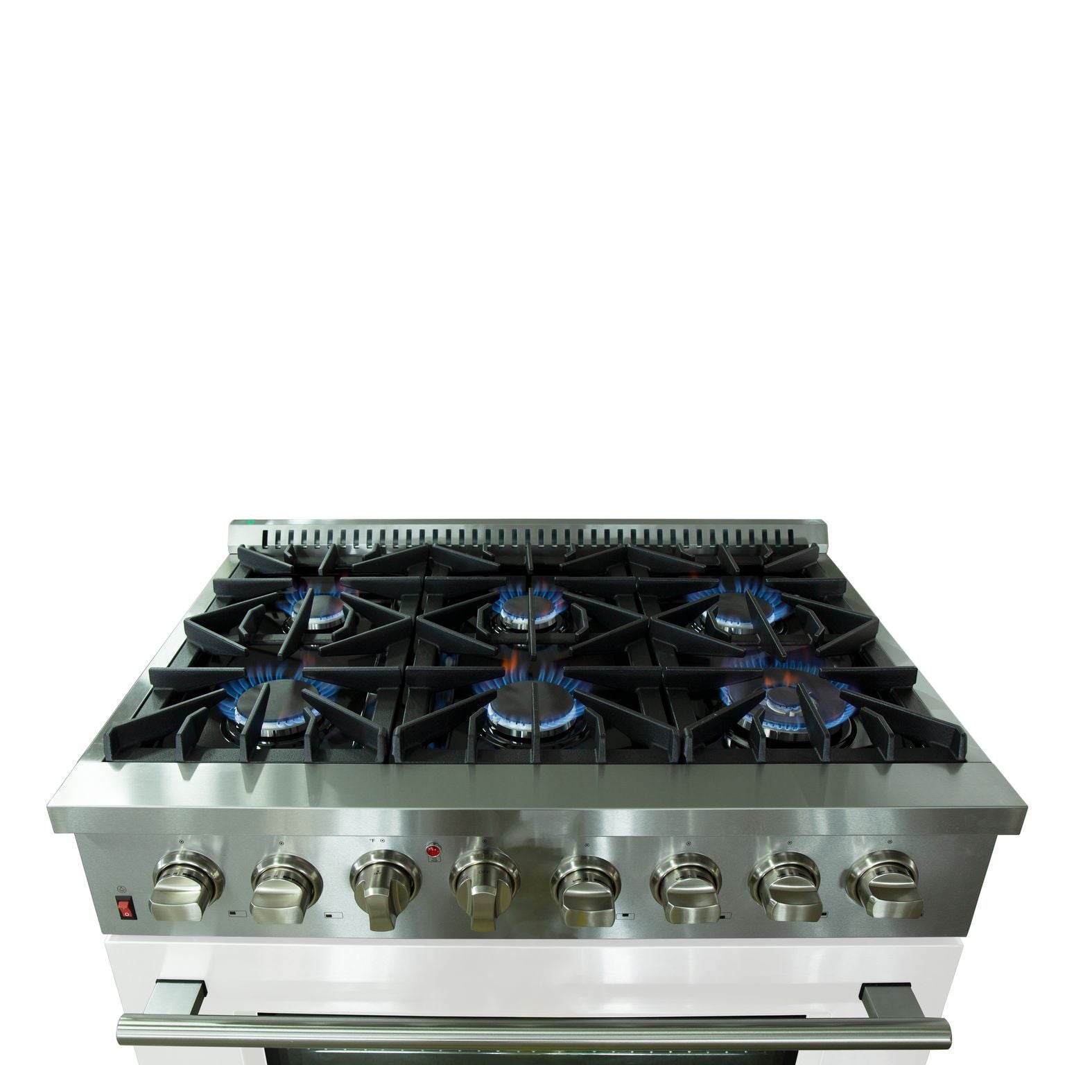 FORNO Galiano - Gold Professional 36" Freestanding Dual Fuel 240V Electric Colored Door Oven Range FFSGS6156-36WHT