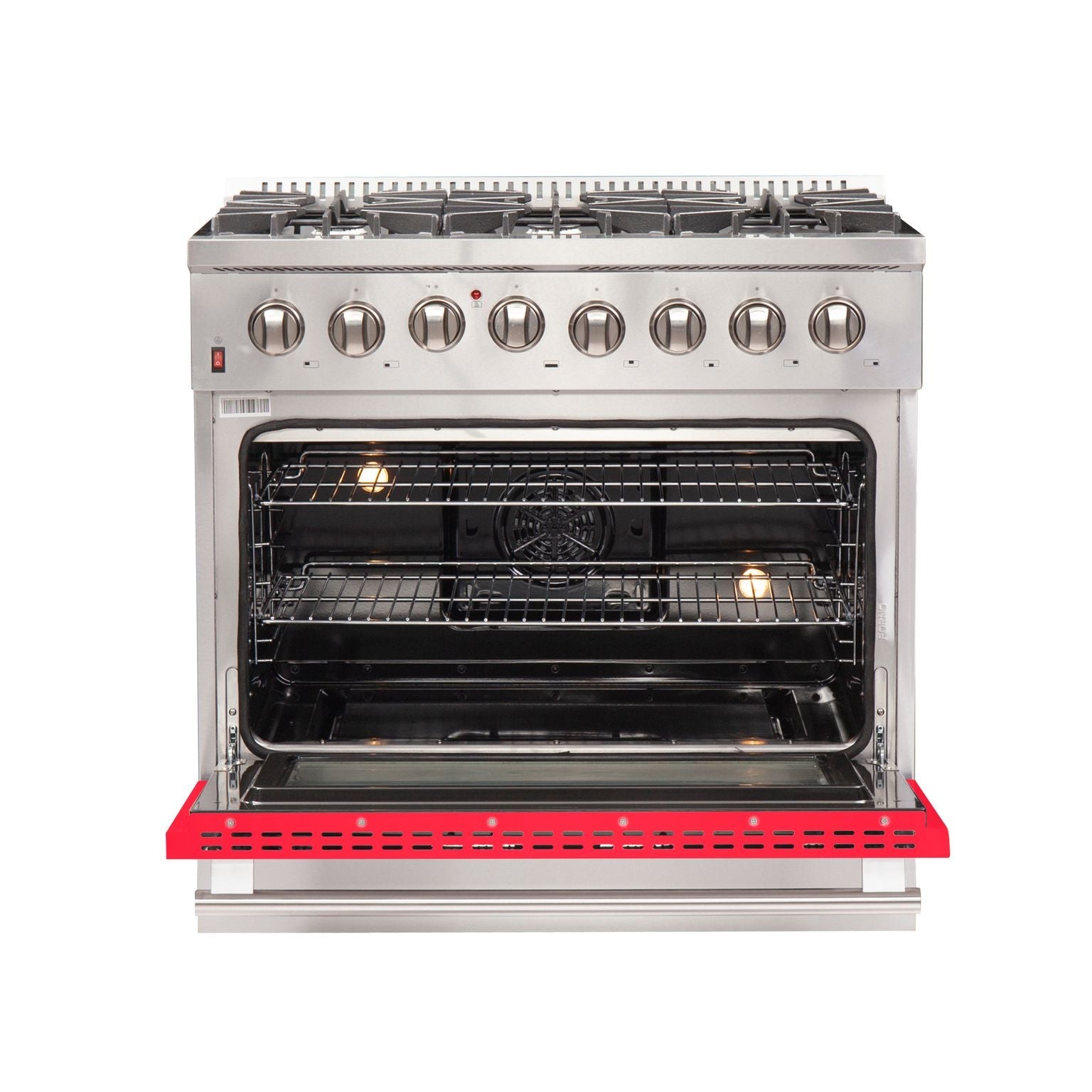 FORNO Galiano - Gold Professional 36" Freestanding Dual Fuel 240V Electric Colored Door Oven Range FFSGS6156-36WHT