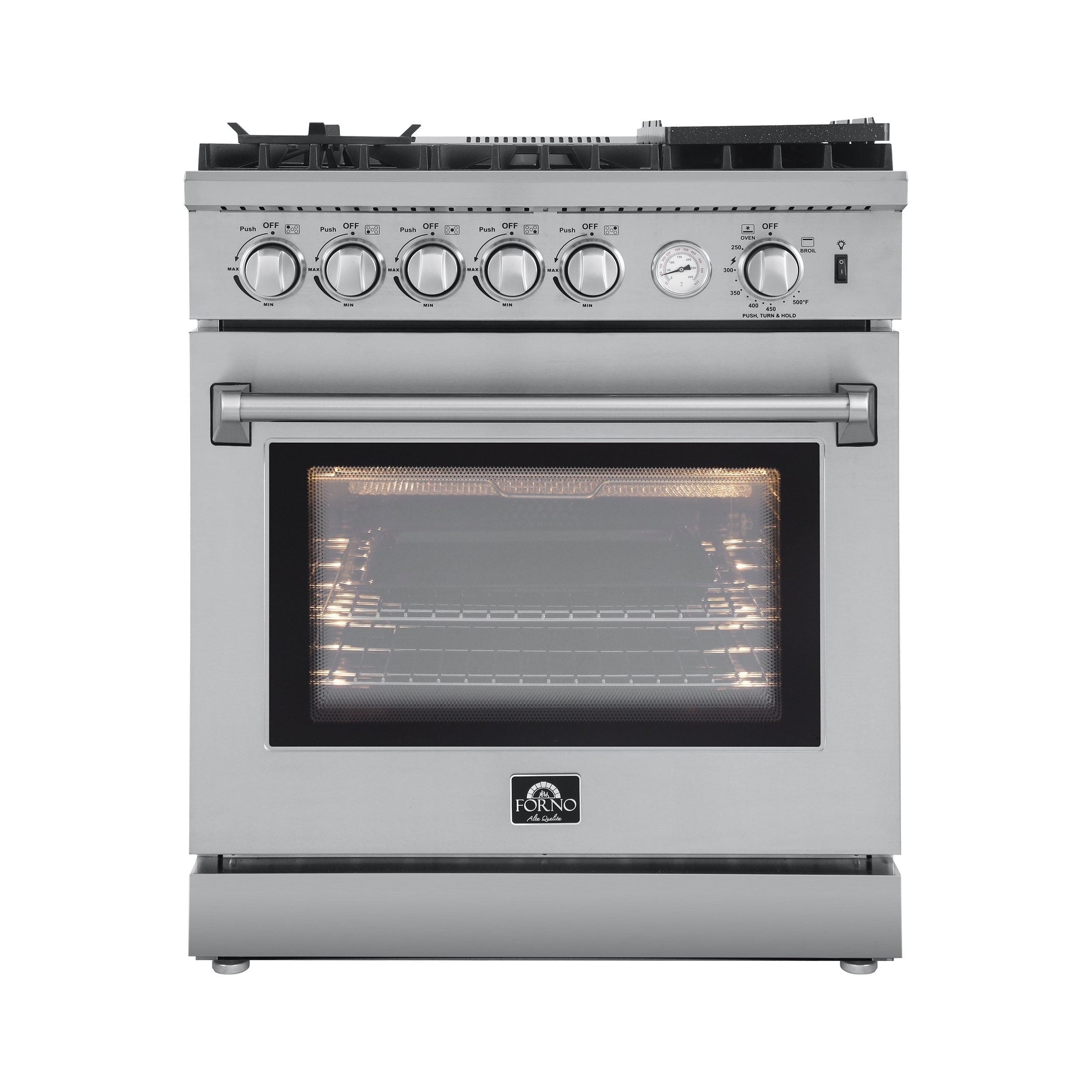 Forno Breno 30" Freestanding Gas Range Oven with 5 Sealed Burners, Griddle, and Air Fryer FFSGS6276-30