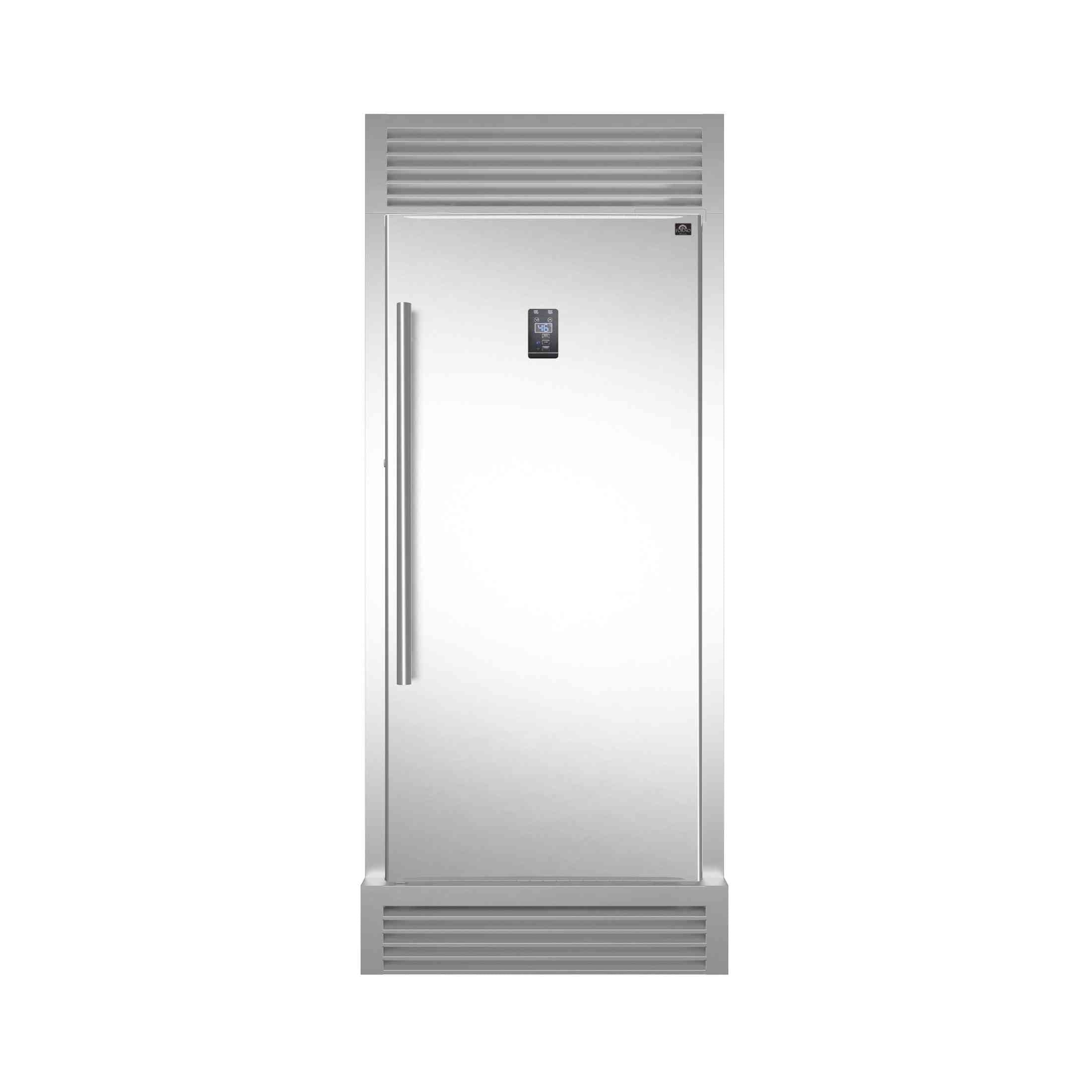 FORNO Rizzutoo 28’’ Right Swing Refrigerator/Freezer Stainless Steel color 13.8 cu.ft with Grille Trim Kit - FFFFD1933-32RS