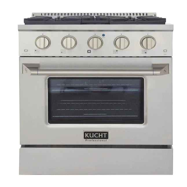 Kucht 30-in Deep Recessed 4 Burners Convection Oven Freestanding Dual Fuel Range In Stainless Steel