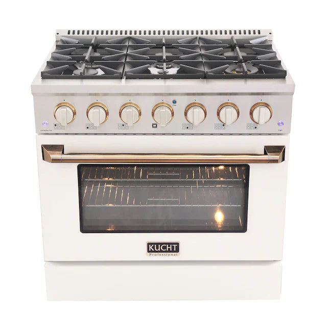 Kucht 36-in Deep Recessed 6 Burners Convection Oven Freestanding Dual Fuel Range