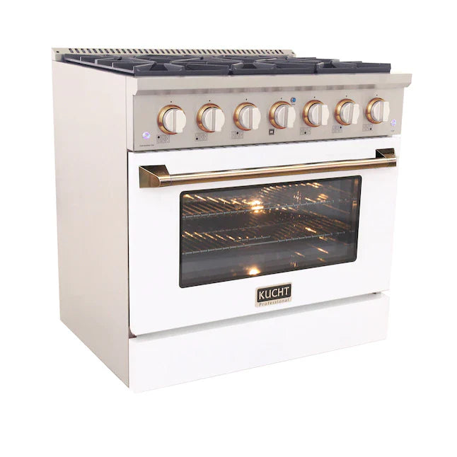 Kucht 36-in Deep Recessed 6 Burners Convection Oven Freestanding Dual Fuel Range