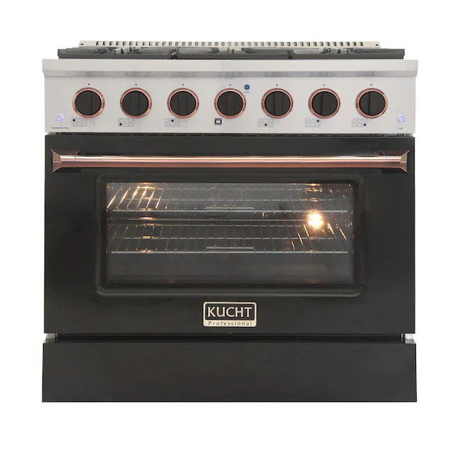 Kucht 36-in Deep Recessed 6 Burners Convection Oven Freestanding Dual Fuel Range