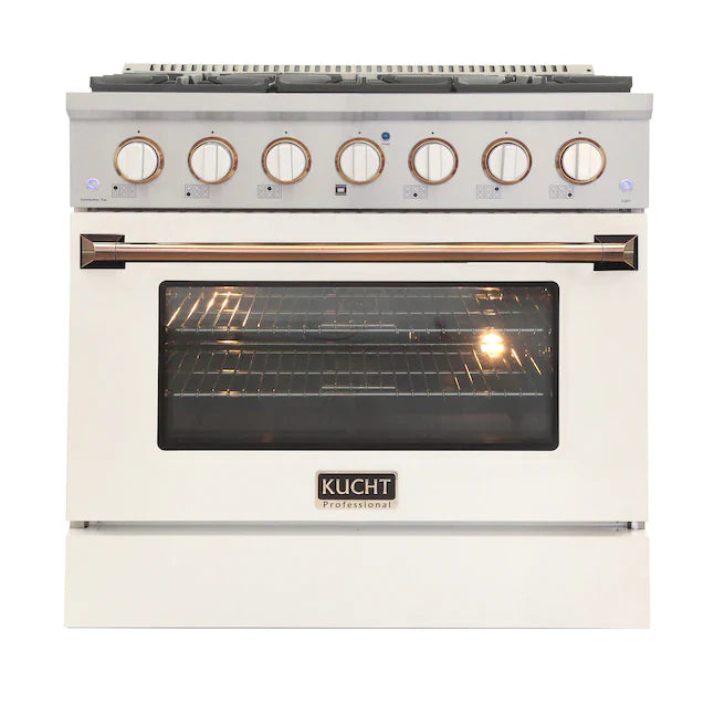 Kucht 36-in Deep Recessed 6 Burners Convection Oven Freestanding Dual Fuel Range