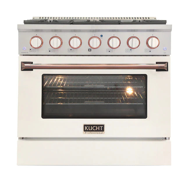 Kucht 36-in Deep Recessed 6 Burners Convection Oven Freestanding Dual Fuel Range