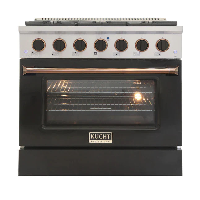 Kucht 36-in Deep Recessed 6 Burners Convection Oven Freestanding Dual Fuel Range
