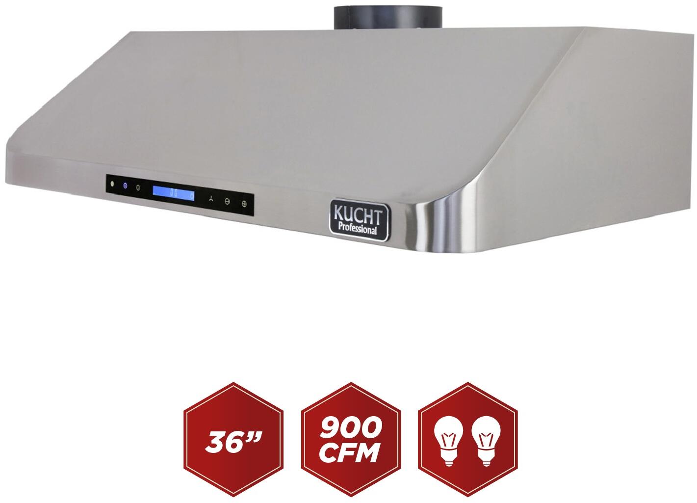 Kucht 36-Inch Under Cabinet Range Hood 900CFM in Stainless Steel with Digital Display KRH361A