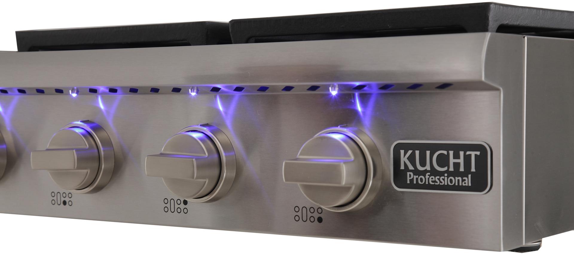 Kucht 48-Inch Gas Rangetop with Griddle in Stainless Steel KRT481GU