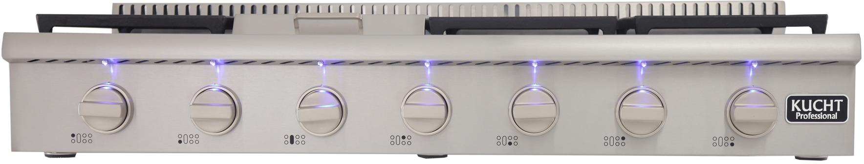 Kucht 48-Inch Gas Rangetop with Griddle in Stainless Steel KRT481GU