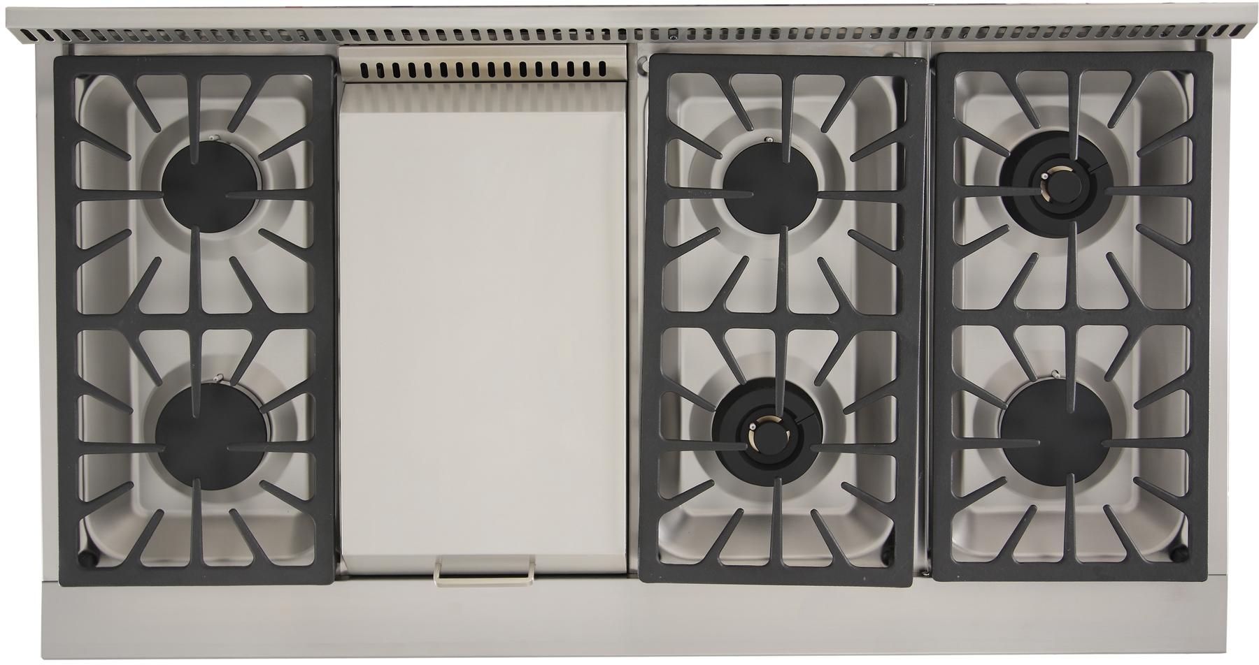 Kucht 48-Inch Gas Rangetop with Griddle in Stainless Steel KRT481GU